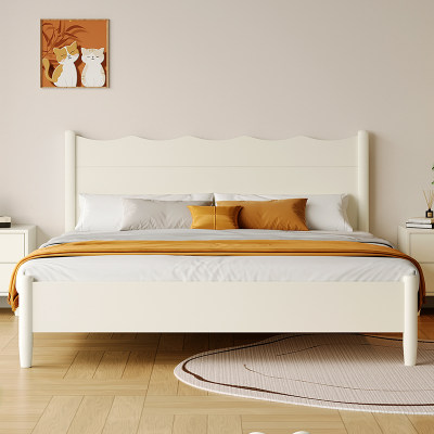 现代简约卧室双人实木奶油风婚床
