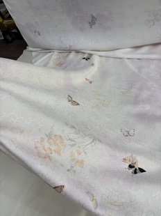 周家明非遗手工四经绞罗蝶影花眠 粉白晕染真丝花罗汉服旗袍面料