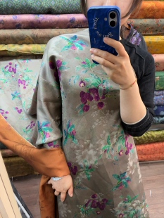 真丝花罗香云纱布料桑蚕丝紫丁香花萝红云纱新中式旗袍连衣裙面料