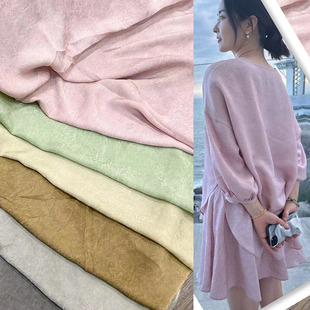 炒色草木染真丝花罗面料植物手工染色中式风格连衣裙旗袍上衣布料