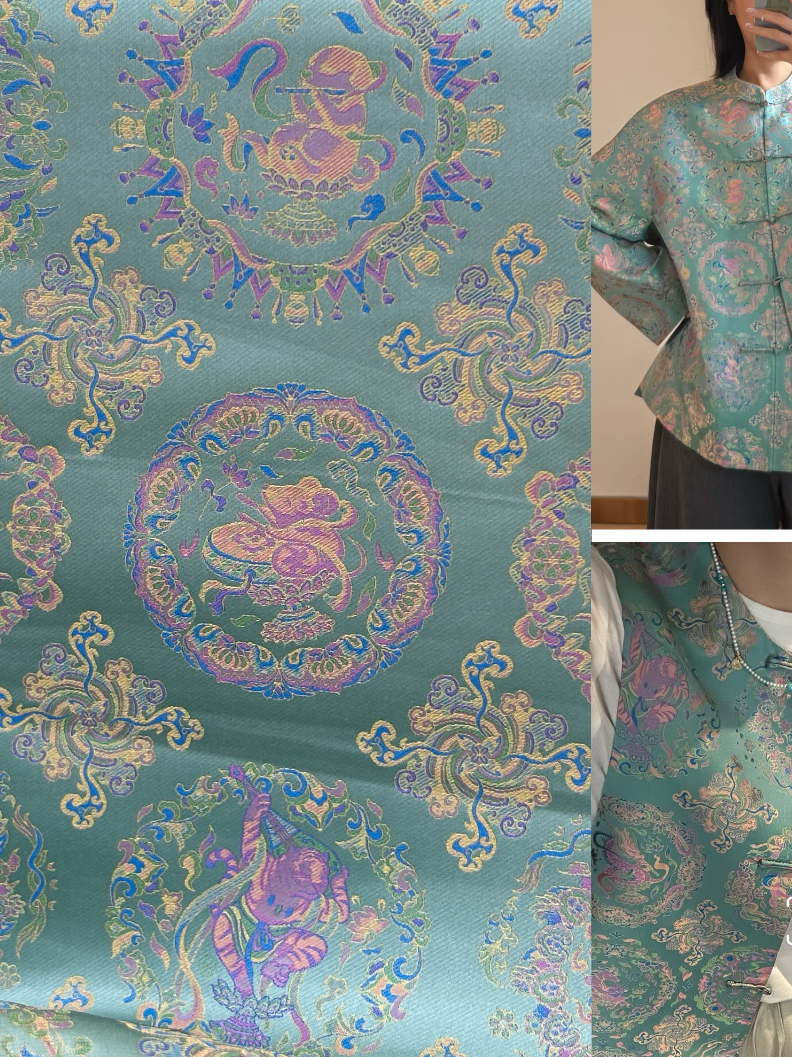 吉祥如意宝相花真丝宋锦桑蚕丝面料新中式旗袍马甲丝绸国风布料,居家布艺,海绵垫/布料/面料/手工diy,淘宝优惠券,粉丝福利购,淘宝优惠卷