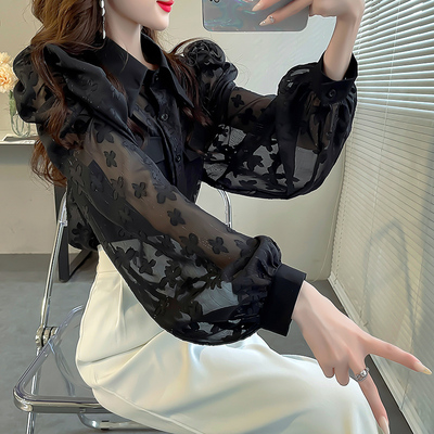 亮丝轻奢衬衫高级感洋气时尚印花
