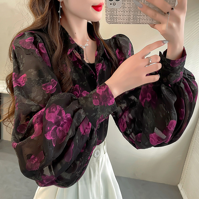 大码灯笼袖防晒衬衫薄款轻奢高级