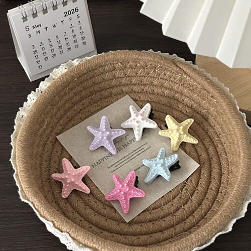 儿童海边度假仿真海星刘海夹