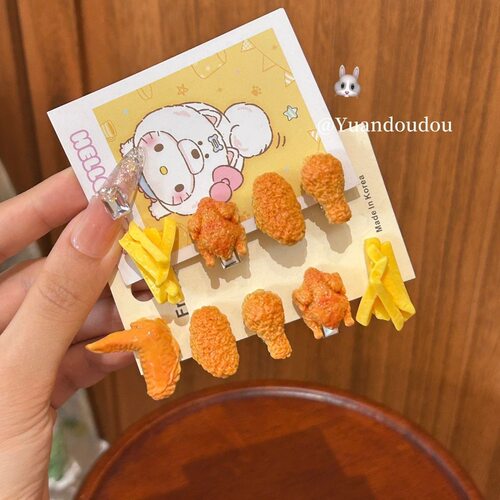 仿真食物炸鸡发饰发夹搞怪趣味刘海侧边夹少女碎发 2元包邮小商品