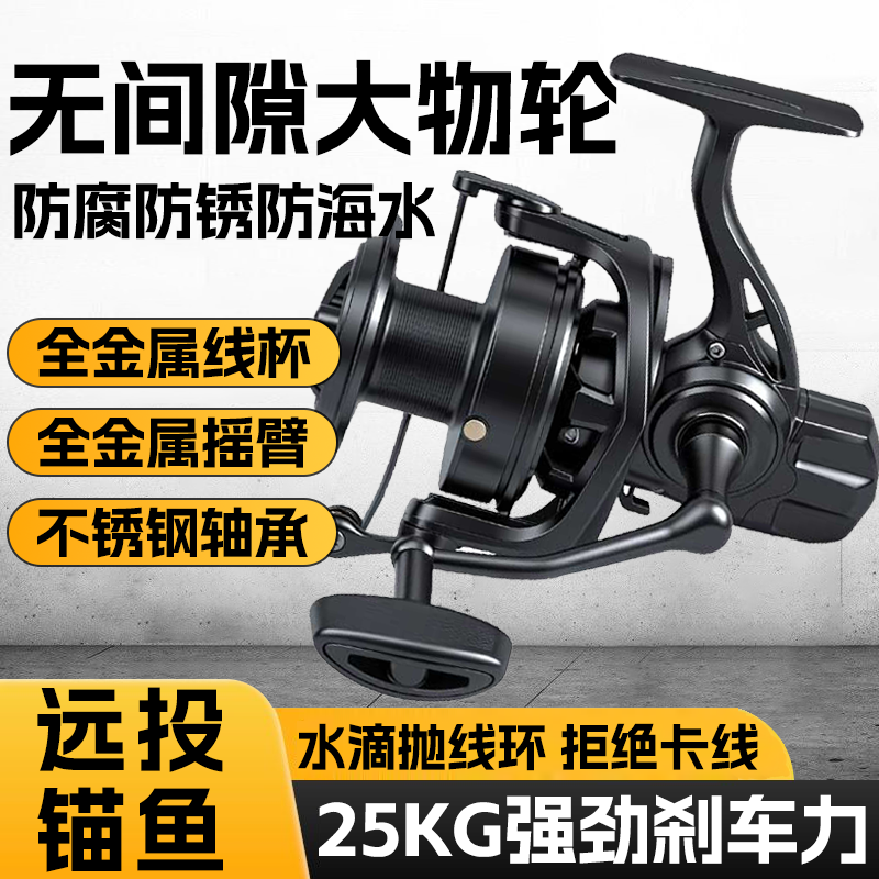 大物纺车轮正品金属线杯渔轮远投专用路亚轮路滑海钓锚鱼轮鱼线轮
