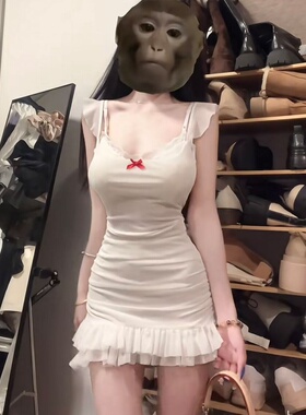 甜美可爱少女新款女仆装蕾丝拼接吊带连衣裙蛋糕裙公主裙夏季套装