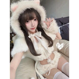 甜美系可爱少御衣服套装吊带修身上衣+短款连帽披肩软妹出片服装