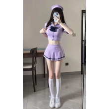 气质御姐纯欲风性感辣妹JK制服短款短袖衬衫百褶短裙两件套装韵味