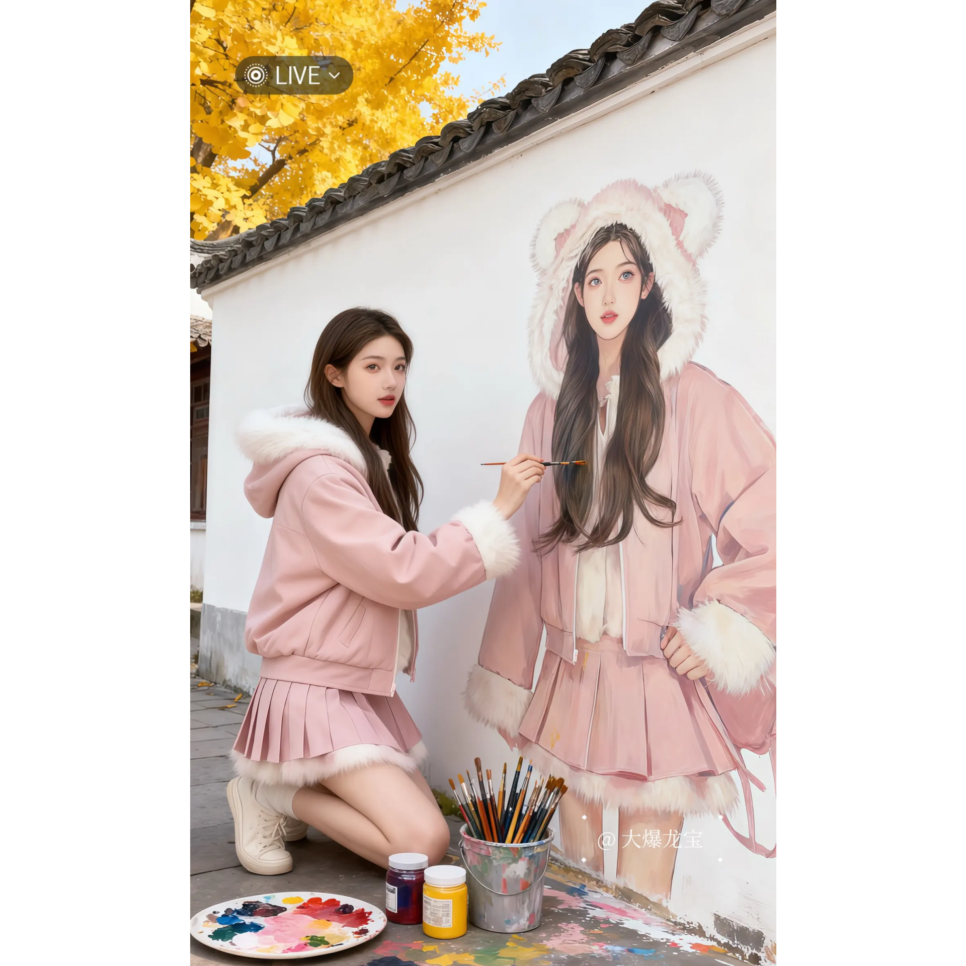 小香风甜美少女风连帽毛领两件套女冬季短裙粉色套装毛绒毛呢外套,女装/女士精品,时尚套装,淘宝优惠券,粉丝福利购,淘宝优惠卷