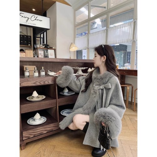 法式气质御姐千金高级感大衣毛毛设计宽松加厚外套冬季小个子保暖