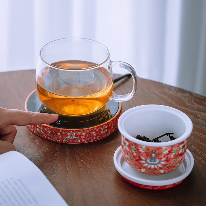 玻璃泡茶杯办公家用茶水分离陶瓷过滤杯花茶杯喝茶杯子配恒温杯垫
