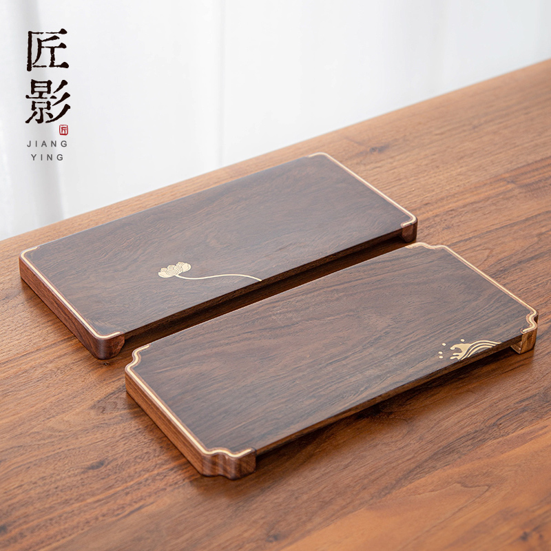 日式黑檀木干泡茶盘壶承匠影方形
