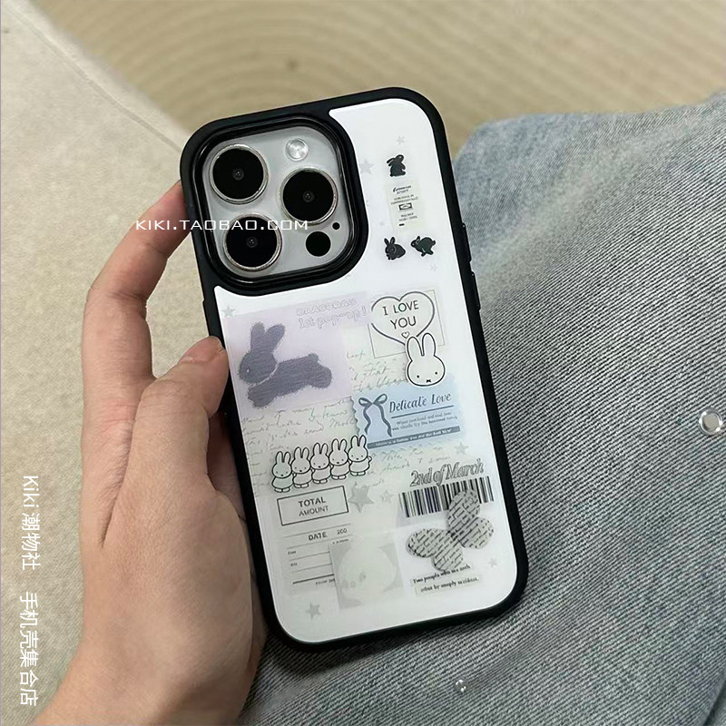 包相机键INS复古拼贴画报米菲适用iphone17pro手机壳磁吸16/15双层神甲壳14plus黑框硬壳15肤感磨砂手机壳