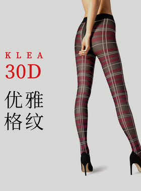 FOGAL 2022 秋冬季优雅格纹 30D半透明保暖连裤袜 女袜 KLEA 1120