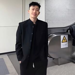 外套潮流ins 夹克男休闲百搭立领西装 高级感春秋痞帅新中式 中山装