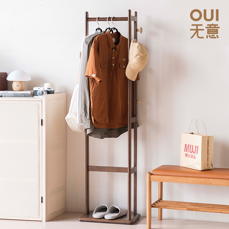 无意落地实木简易挂衣架室内家用
