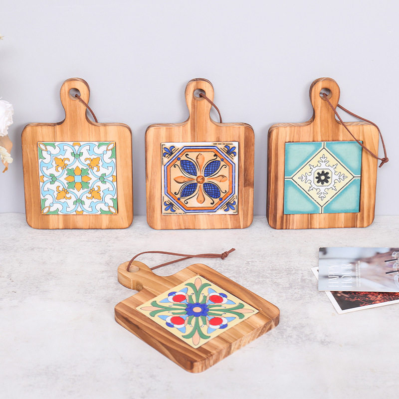 隔热垫家用复古实木餐桌垫防烫耐高温砂锅汤锅花砖锅垫轻奢高级感