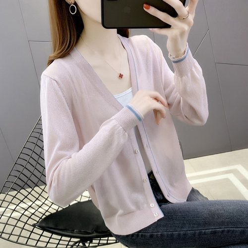 开衫外搭春装女款2026新款防晒衣冰丝薄针织衫女高级感外套女款春