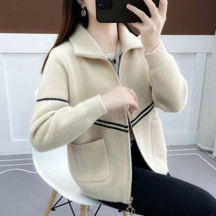 外套春装女款2026年新款爆款上衣宽松加厚小香风毛呢大衣针织开衫