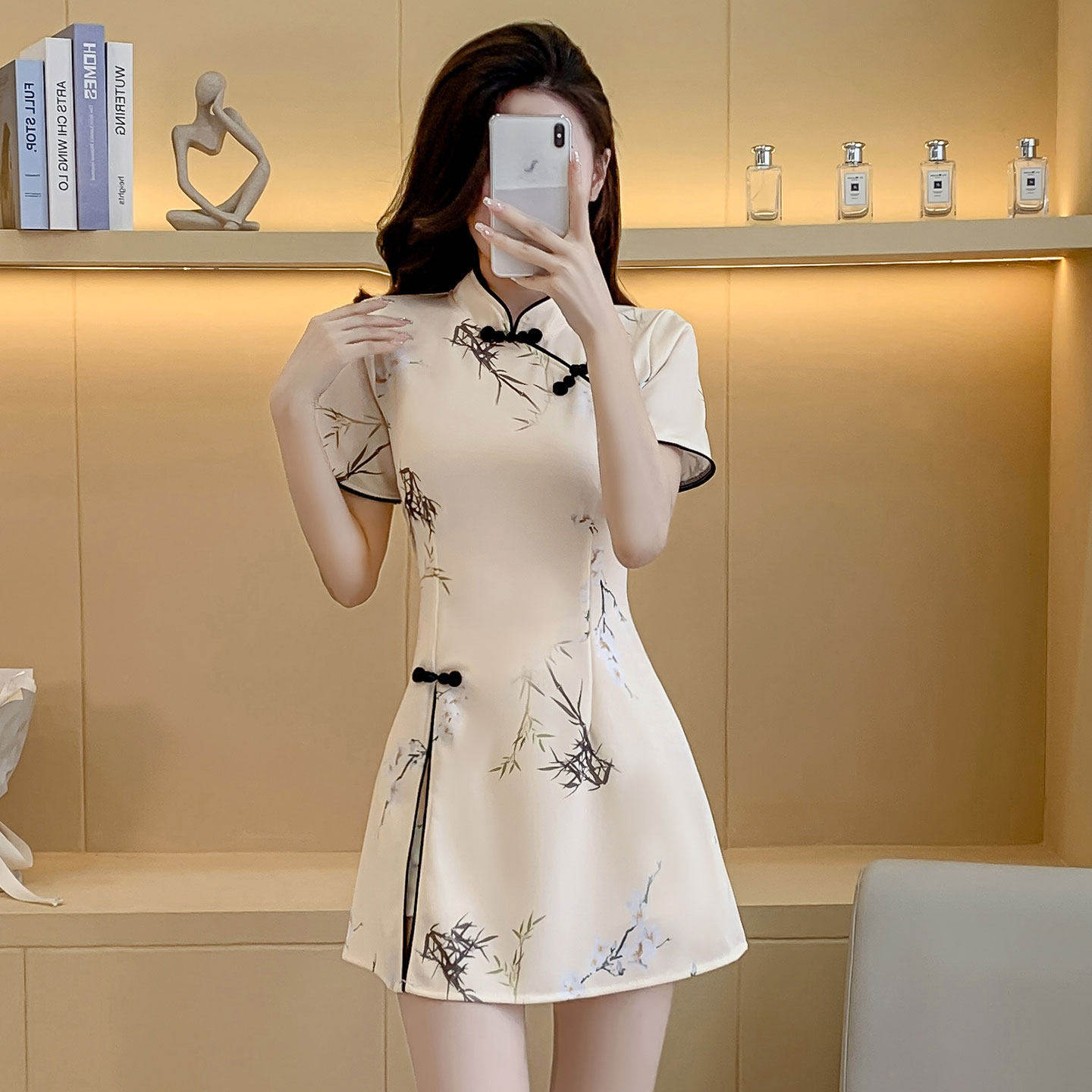 夏天改良新中式旗袍年轻款少女小个子套装连衣裙足浴技师工作服女