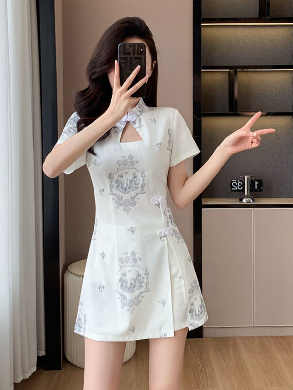 夏季新中式改良旗袍连衣裙短裤美容工衣足浴技师工作服小个子