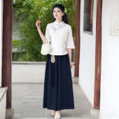 中国风改良汉服套装 上衣半身裙两件套 女夏优雅气质日常通勤新中式