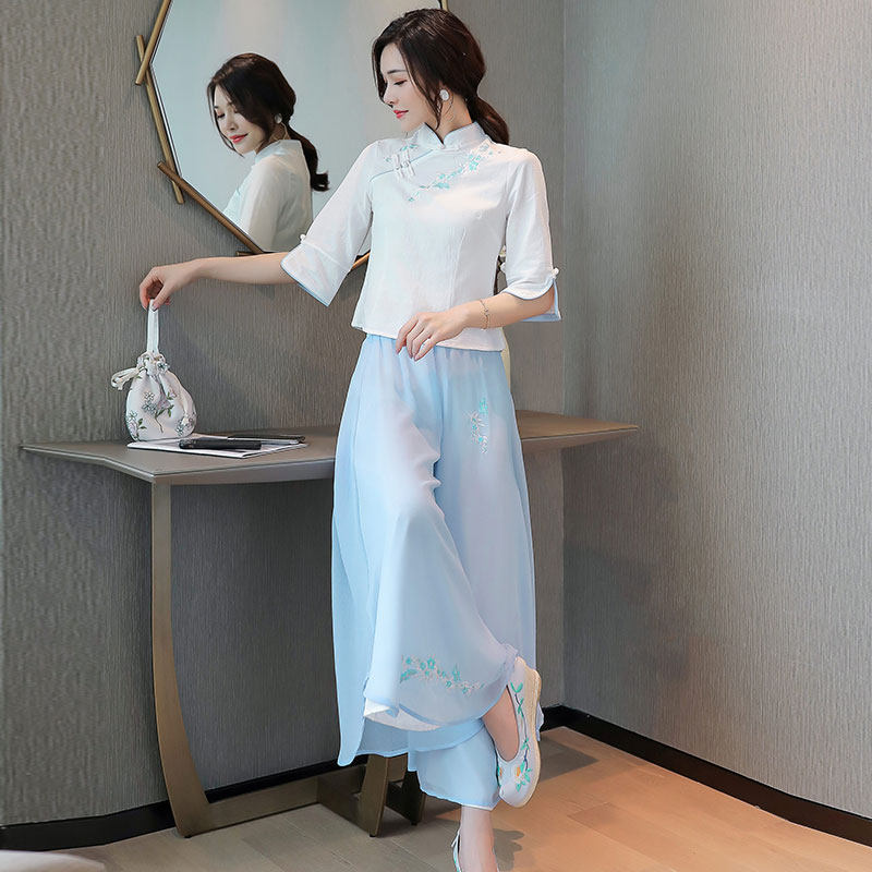 酒店足浴技师采耳工作服套装汉服旗袍夏季养生美容院足疗师工装女