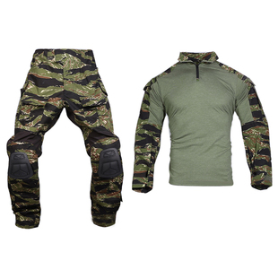 爱默生G3 TS绿虎斑迷彩战术套服户外CS青蛙服T恤上衣长裤裤子套装