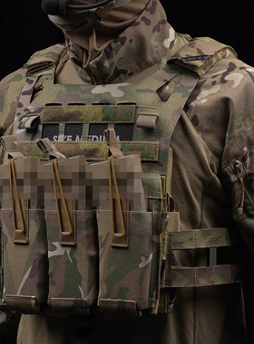 WST三联5.56弹力前面板M4迷彩快拔套适配SPC FCPC FCSK K19等背心