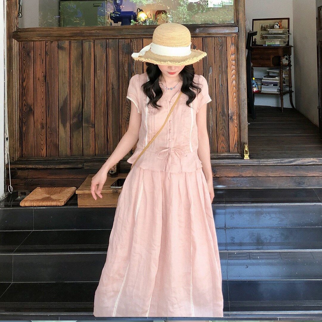 2026新款夏季法式复古气质收腰显瘦连衣裙女设计感小众长裙子