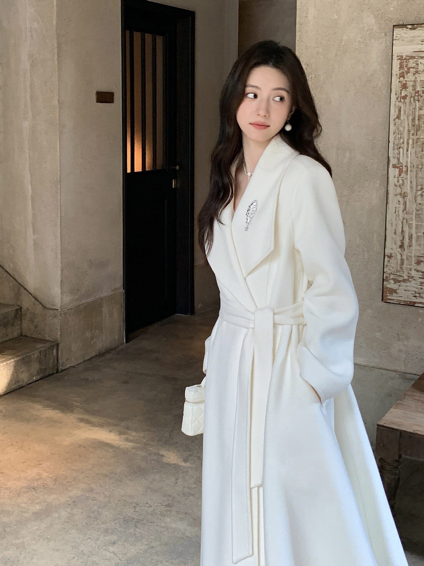 纯羊毛大衣女2026新款冬季收腰裙摆双面呢毛呢外套