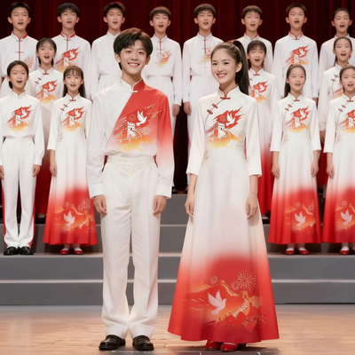 儿童大合唱表演出服男女中小学生