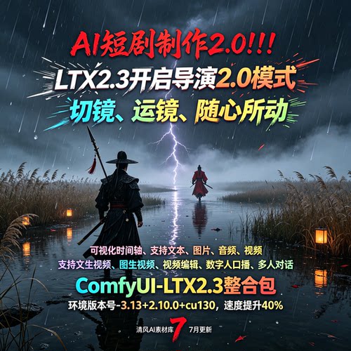 7月更新ComfyUI LTX-2.3 导演台2.0整合包AI短剧制作图生视频编辑