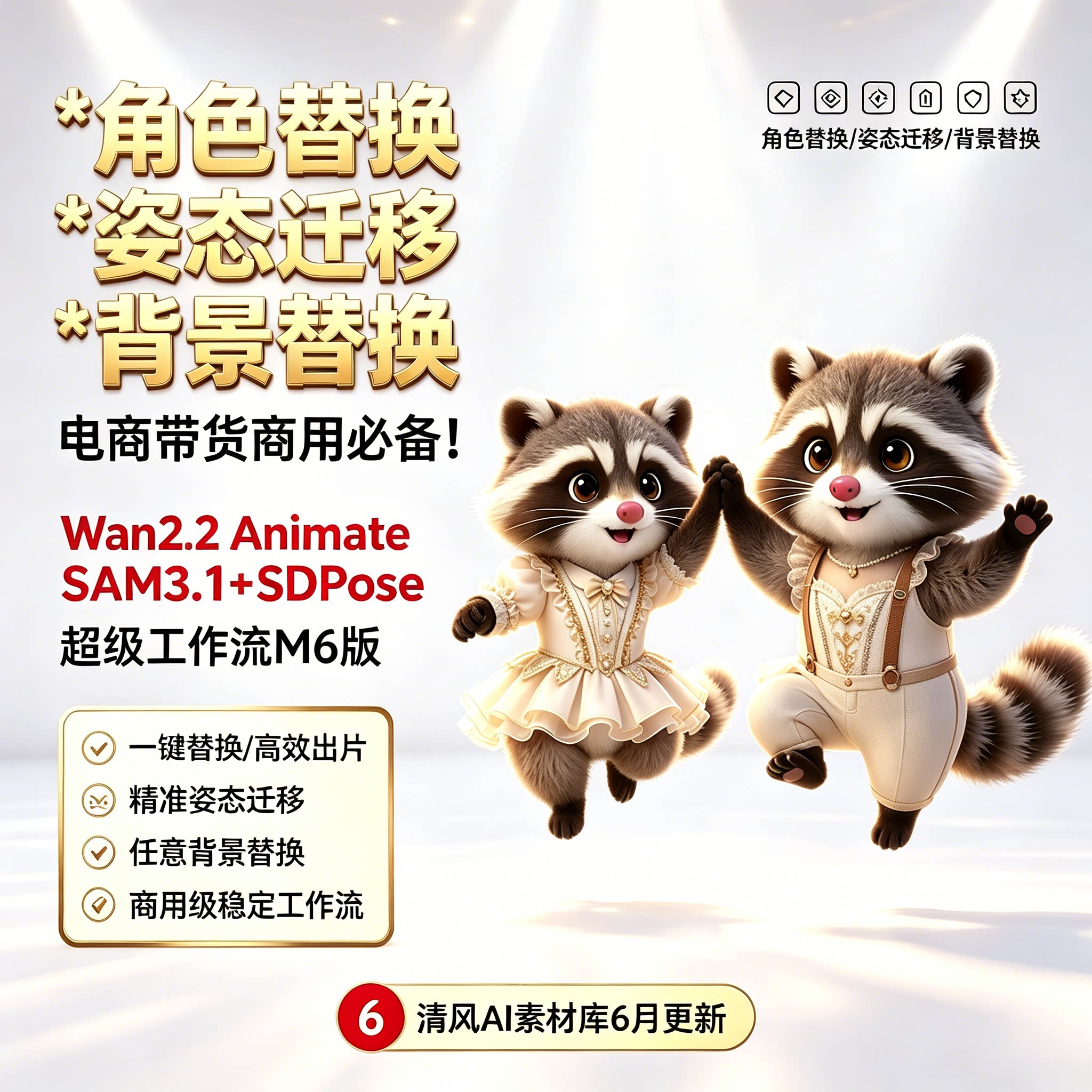 2026年6月新品Wan2.2-Animate 视频整合包Sam3+SDPose动作迁移图片