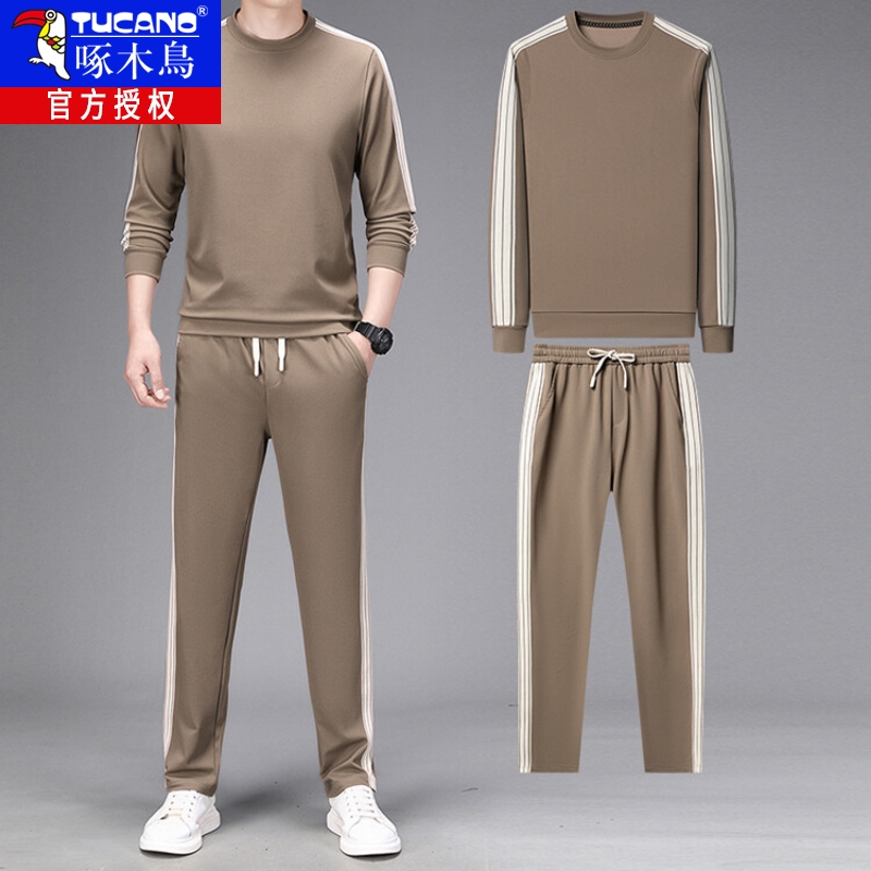 中年男士休闲卫衣套装2025秋季宽松大码跑步运动长裤搭配帅气一套