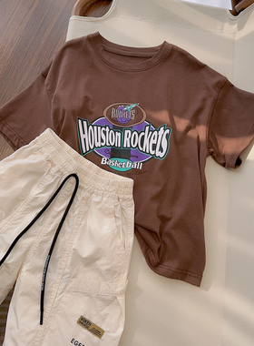 牛哆哆男女童23夏款韩版街舞风字母印花短袖T恤运动体恤上衣52319