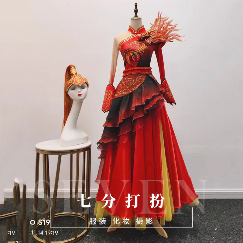 出租马年舞蹈演出服国潮大气开场舞舞蹈服马到成功年会打鼓服租赁