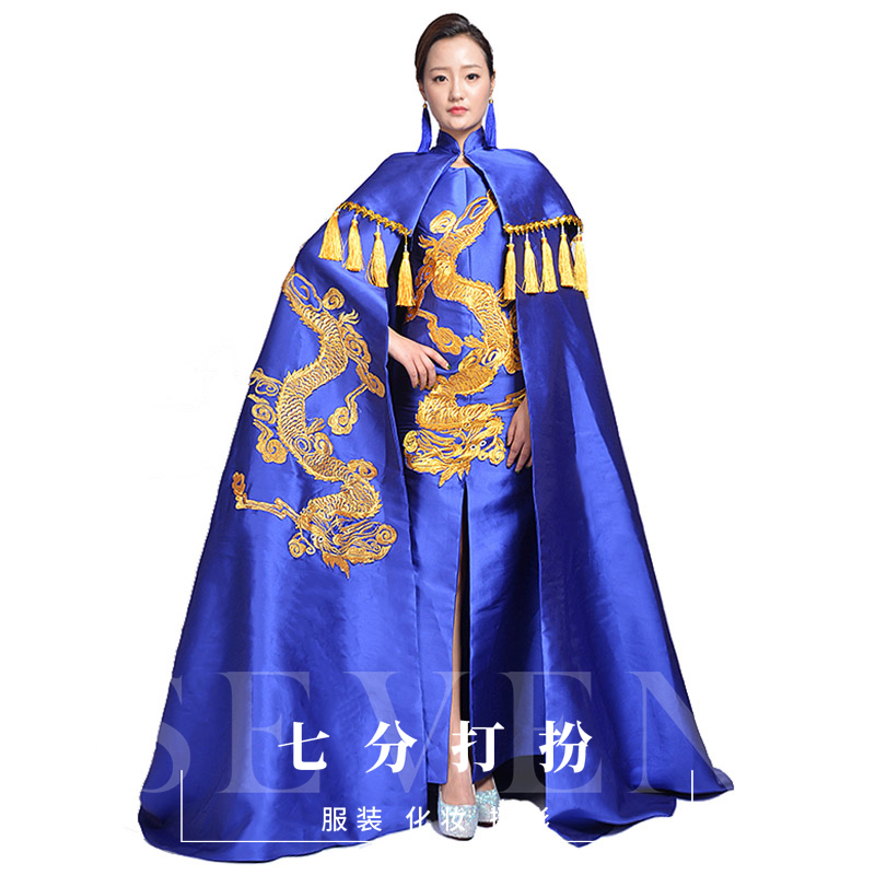 七分打扮华服国风拖尾晚礼服