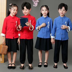 儿童民国学生装演出服男童合唱服诗歌朗诵五四青年民国风服中山装