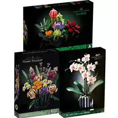 Preserved Flower Bonsai Ornament 10309 Succulent Orchid Rose Bouquet Assembled Chinese Building Blocks Holiday Gift