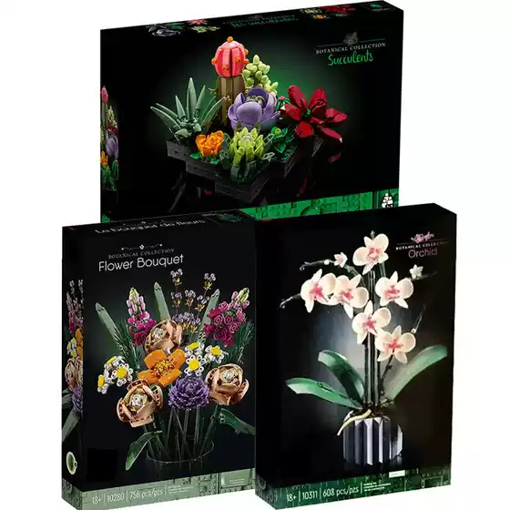 Preserved Flower Bonsai Ornament 10309 Succulent Orchid Rose Bouquet Assembled Chinese Building Blocks Holiday Gift