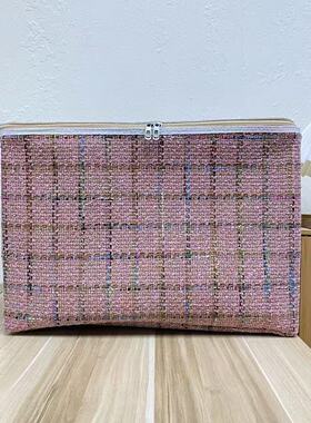 【50X40X35高】加厚小香风格子拉链款（带盖）80L防潮收纳袋