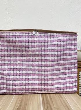 【55X40X40高】粉小香风拉链款（带盖带钢圈）防潮收纳袋收纳筐