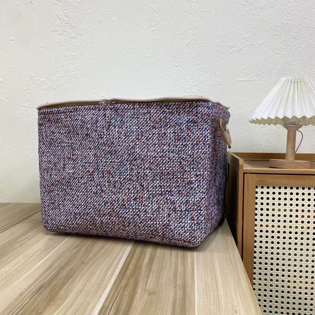 【45X35X30高】黑棕小香拉链款（带盖带钢圈）防潮收纳袋收纳筐,收纳整理,收纳筐,淘宝优惠券,粉丝福利购,淘宝优惠卷