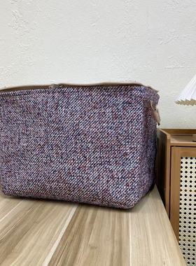 【45X35X30高】黑棕小香拉链款（带盖带钢圈）防潮收纳袋收纳筐