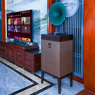 今墨黑胶唱片机轻奢无线K歌KTV点歌机电视同步蓝牙盘多功能电唱机