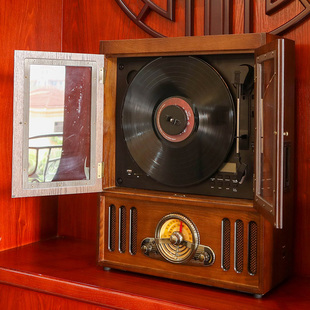 立式黑胶唱片机留声机挂墙式复古电唱机CD蓝牙U盘多功能播放机