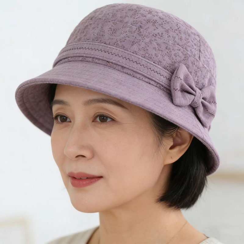 妈妈帽子女士春秋天薄款渔夫帽中老年人盆帽奶奶夏季遮阳老人布帽
