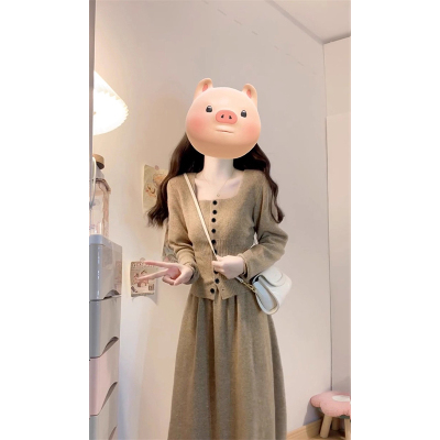 小个子针织连衣裙子女装2025新款秋季韩系慵懒风穿搭一整套装长裙